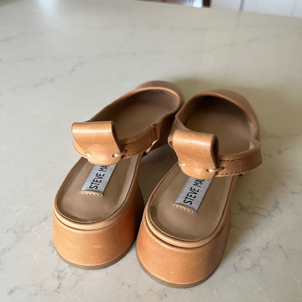 Steve Madden Tan Block Heel Slingbacks - Picture 2 of 4